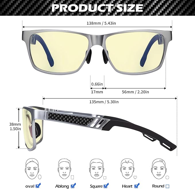 ANYLUV Blue Light Blocking Glasses Men Computer Gaming Glasses Lightweight - Image 6