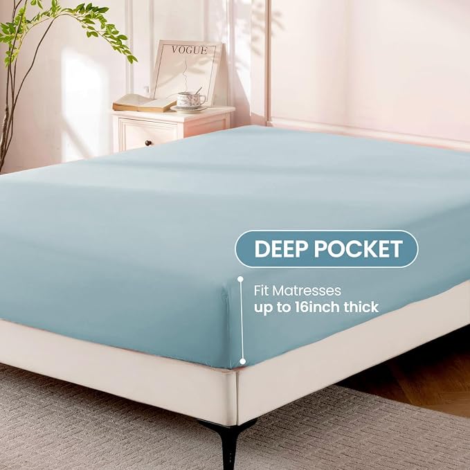 ROSE&RISY White Full Sheet Set, 4 Pieces Soft Bedding Full Sheet Set, - Image 5