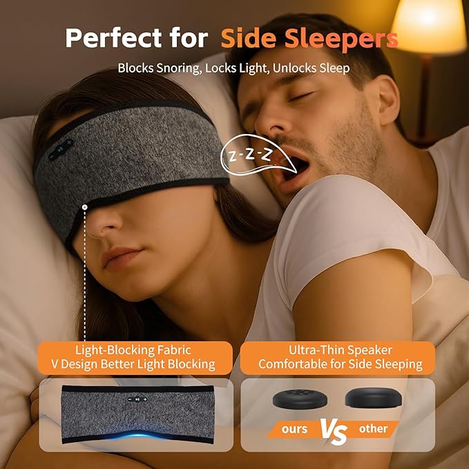Sleep Headphones Bluetooth 6.0 Headband, 20H Playtime Headband Headphones - Image 4