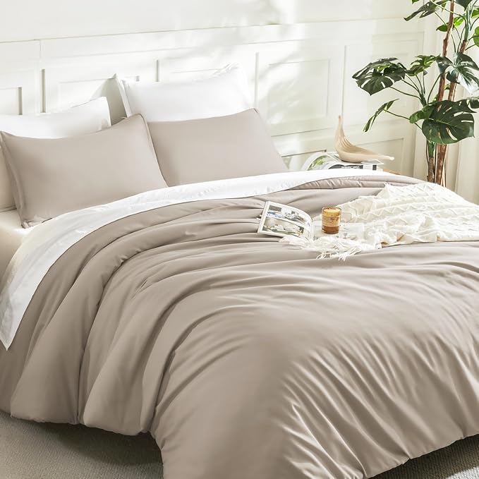 Litanika Comforters Oatmeal Oversized King Size, 3 Pieces Lightweight Solid - Image 5