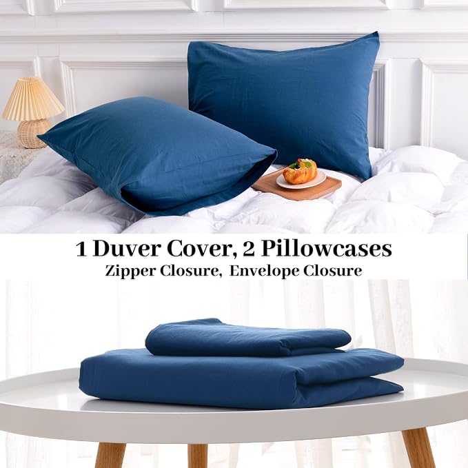 NEXHOME PRO Duvet Cover Set 100% Washed Cotton California Kingn 104"x98" - Image 8