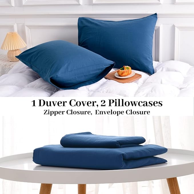 NEXHOME PRO Duvet Cover Set 100% Washed Cotton Oversized Queen 98"x98" - Image 8