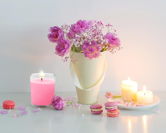Set of 20 Pink Votive Candles Clear Glass Filled Unscented Soy Wax Candle - Image 4