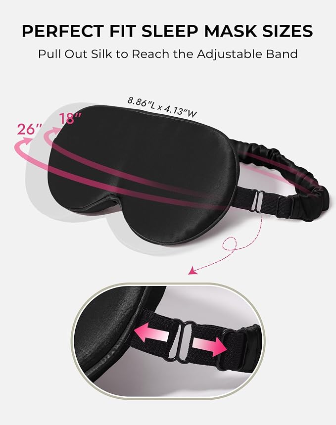 SilkSilky 100% 22 Momme Mulberry Silk Sleep Mask – Upgraded 3D Contoured Eye - Image 4