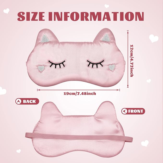 Haysandy 3 Pieces Sleep Mask for Kids Girls Cute Cat Sleeping Eye Cover Soft - Image 2