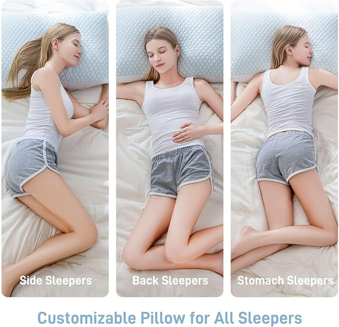 Ankwos Shredded Memory Foam Cooling Soft Bamboo Viscose Pillows Queen Size Set - Image 2