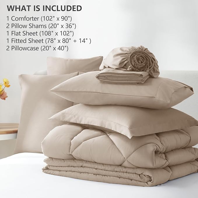 CozyLux King Size Comforter Set Wheat - Image 6
