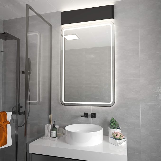 Aipsun 24in/20W LED Matte Black Modern Vanity Light Matte Black Wall Light Up - Image 2