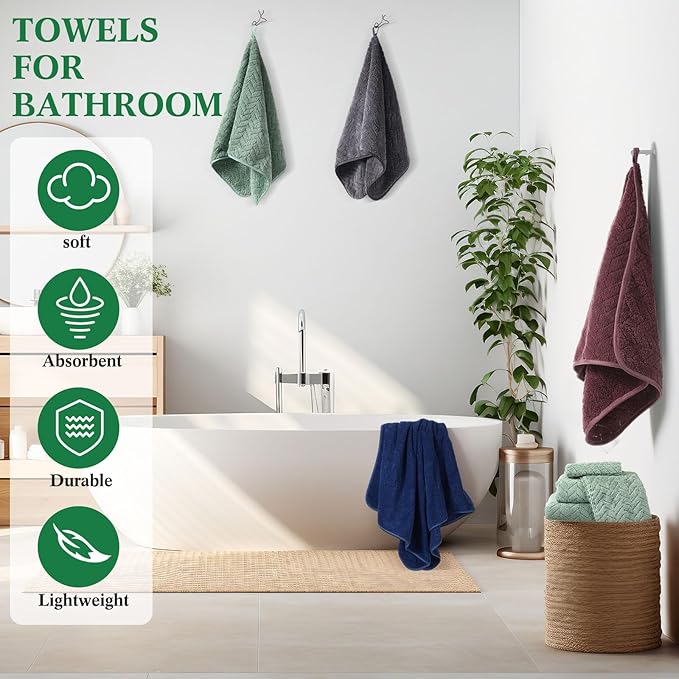 Mixweer 16 Pieces Bath Towels Sets Quick Dry Towel Set - Image 6