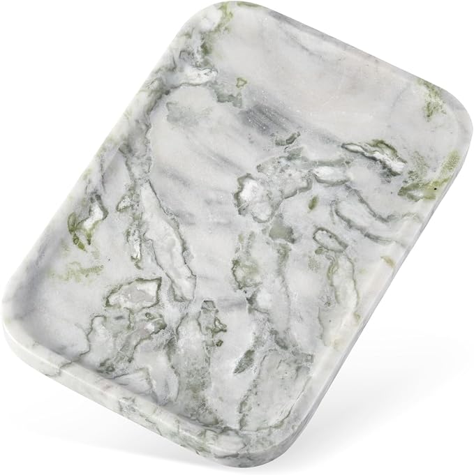 Karibiber Luxury Marble Vanity Tray, Bathroom Tray Countertop, Bianco - Image 3