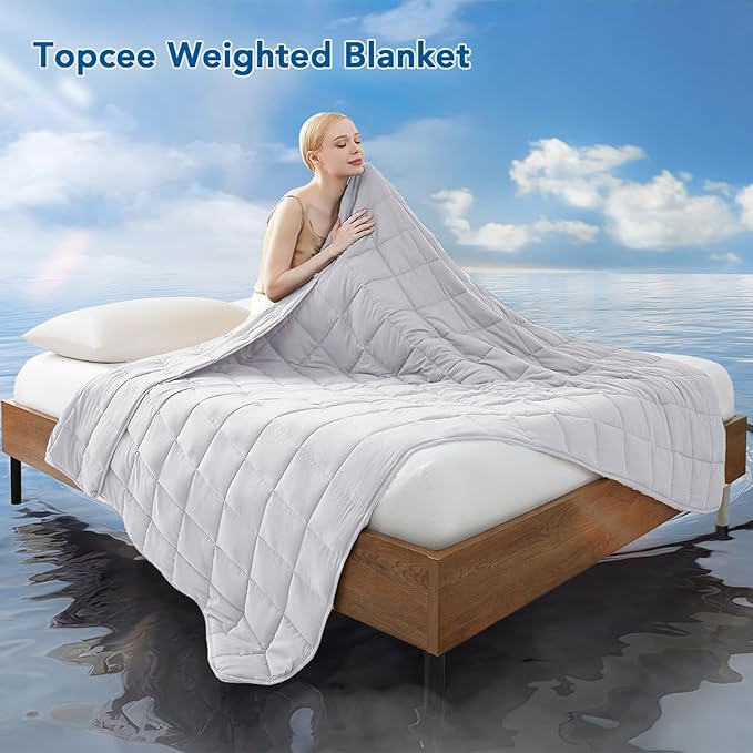 Topcee Weighted Blanket Soft Cooling Heavy Blanket Sleeping, Apply to 190-210 - Image 2