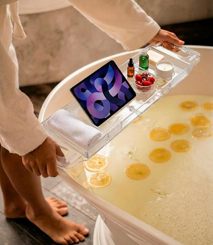 Bathtub Caddy Tray, Adjustable Bathtub Tray Table, Bath Organizer - Image 7