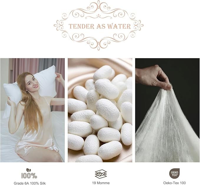 100% Mulberry Silk Pillowcase 2 Pack, Standard Size Silk Pillow Cases - Image 6