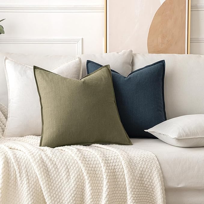 MIULEE Decorative Pillow Covers 18x18 Inch Cream White Boho Farmhouse Neutral - Image 4