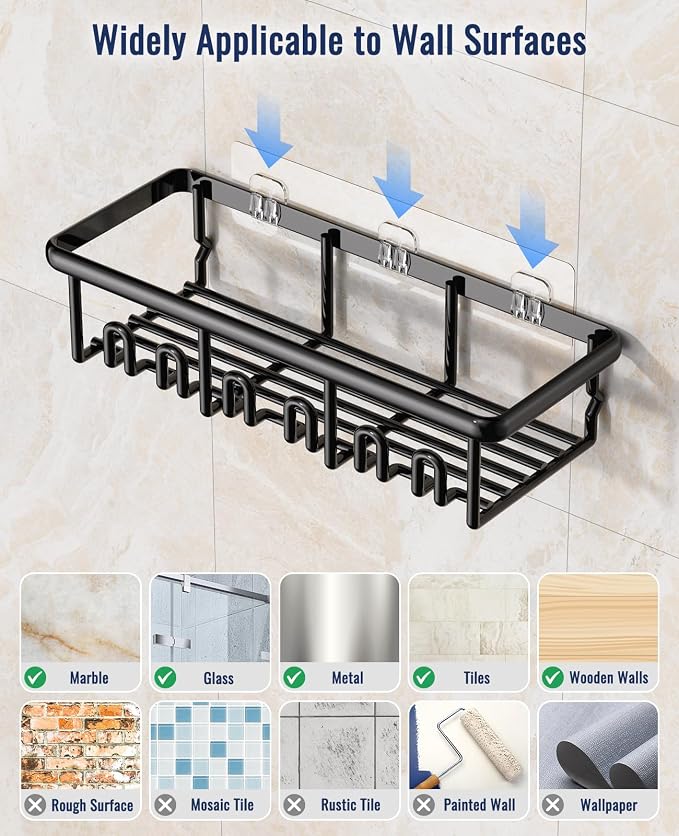 8 Pack Adhesive Rustproof Shower Shelves - Image 7