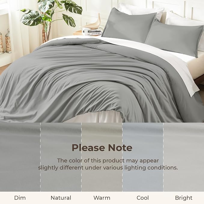 Litanika Comforters Medium Gray Oversized King Size, 3 Pieces Lightweight Solid - Image 8
