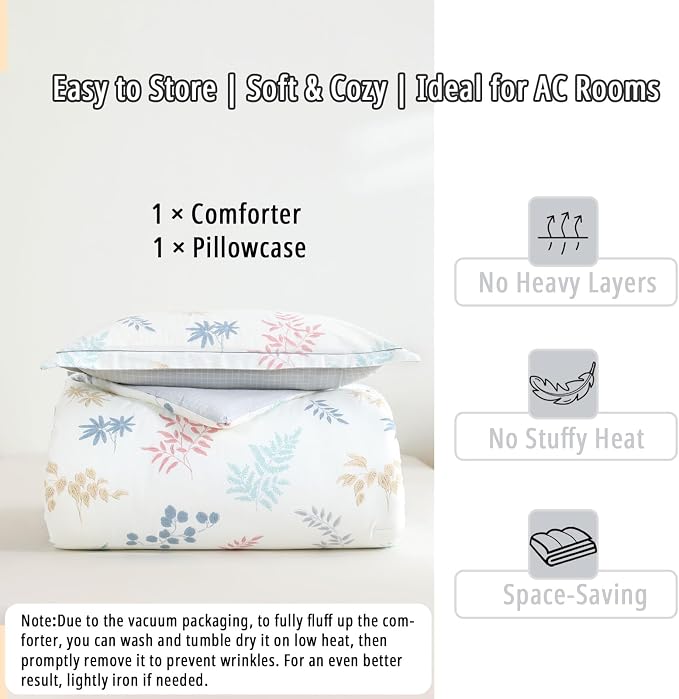 LEMIROE White Cotton Comforter Twin Size 2Pcs - Image 7
