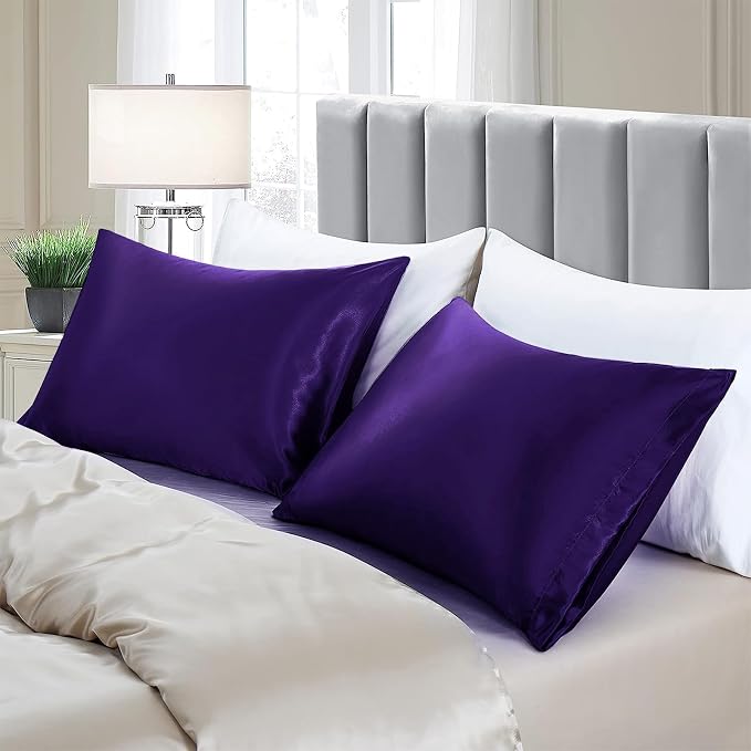 Aormenzy Satin Pillow Cases for Women Standard Size Set of 2, Fade Resistant - Image 4