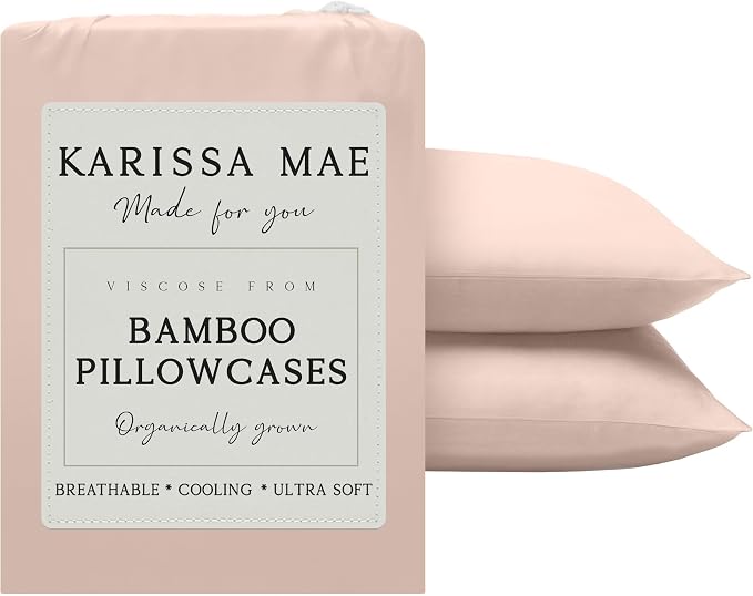 Karissa Mae Cooling Bamboo Viscose Queen Size Pillowcase Set | 100% FSC by KARISSAMAE