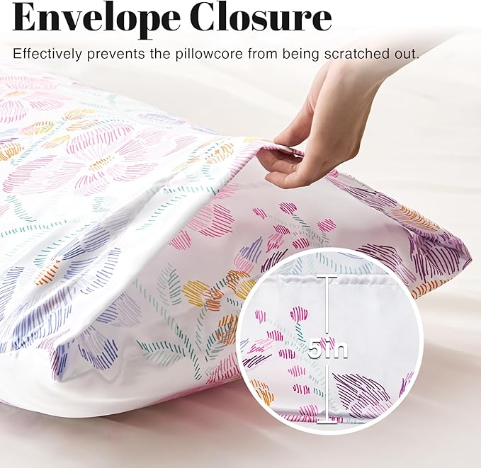 EXQ Home Satin Pillowcase for Hair and Skin Body- Multicolor Printed Flower - Image 6