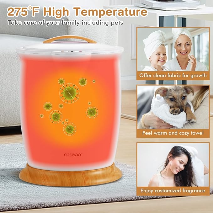 COSTWAY Bucket Style Towel Warmer, Fragrance Holder, Fits up to Two 40” x 70” - Image 6