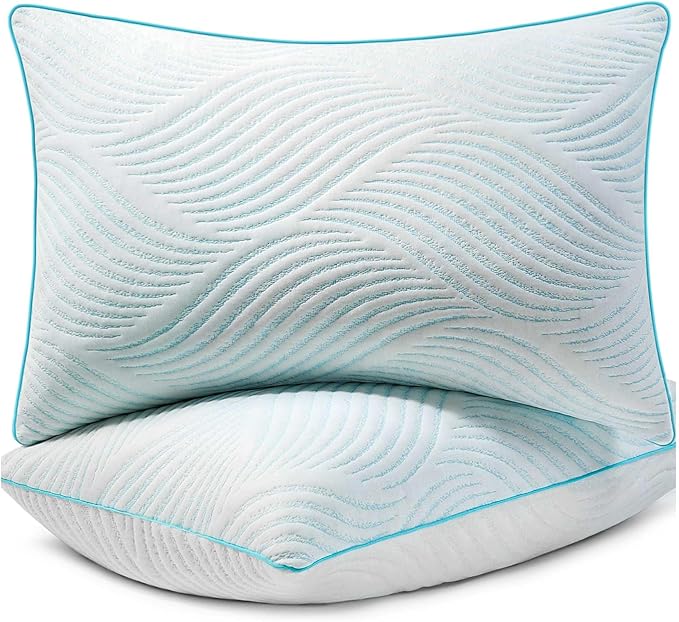 Pillows Standard Size Set of 2 Cooling Memory Foam Pillows by Smilereve