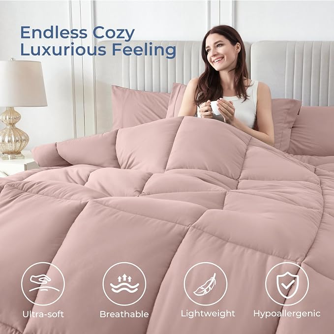 Sasttie Twin Comforter Set, 5 Pieces Bed in a Bag Twin, Complete Bedding Set - Image 2