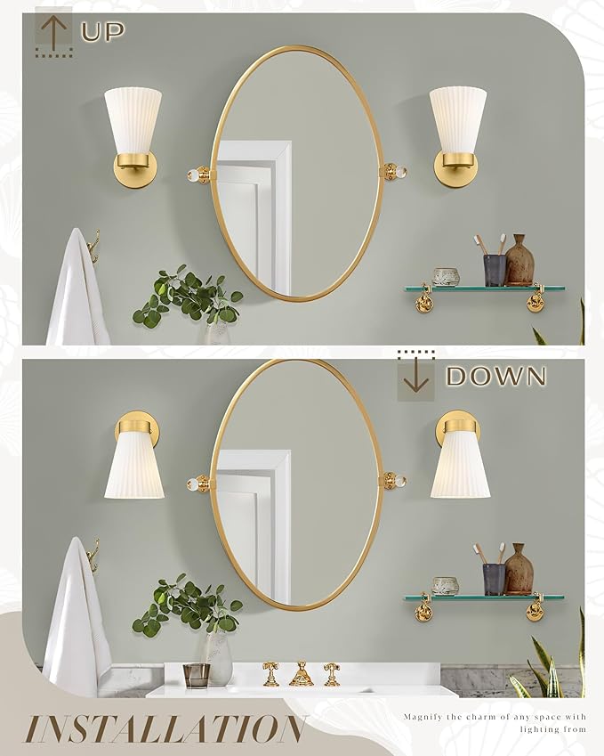 Gold Wall Sconce, HWH Single Wall Light Fixture Brushed Gold Wall Lamp - Image 4