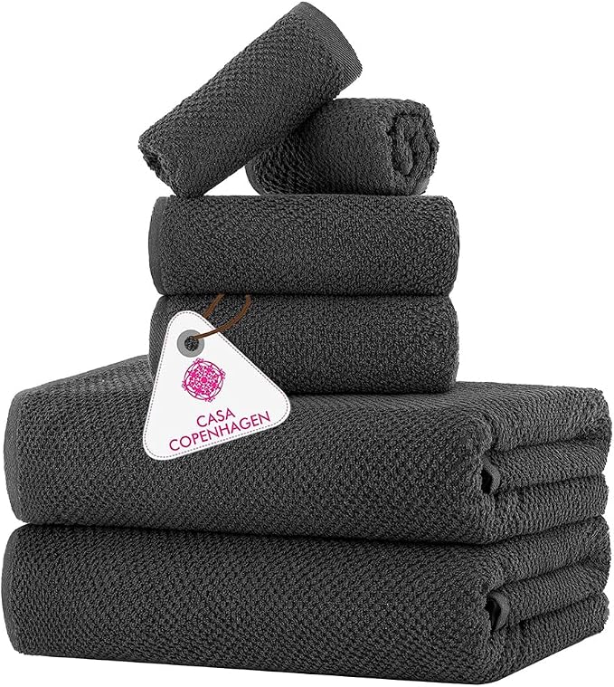 CASA COPENHAGEN EcoPop 6Pcs 100% Cotton Large Designer Towels Gift Set- Pine by CASACOPENHAGEN