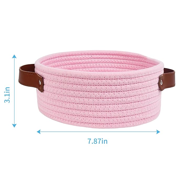 ABenkle Small Storage Basket, Mini Cotton Rope Storage Bin, Cute Tiny Shelf - Image 2