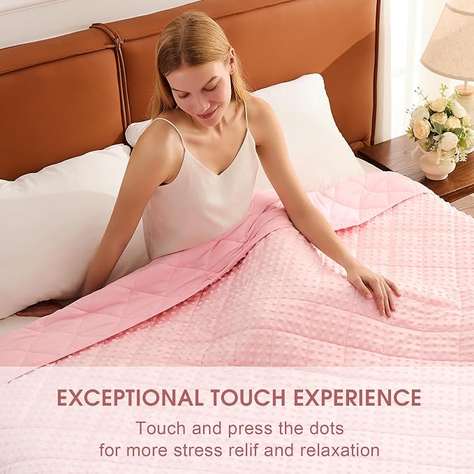 Pink Weighted Blanket for Adults 20lbs, Twin Full Size Cooling Minky Heavy - Image 3