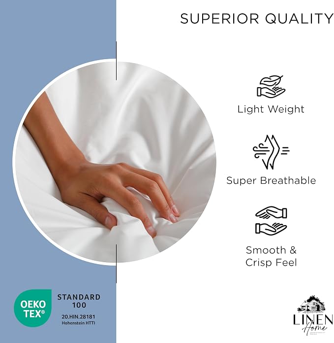 Linen Home 100% Cotton Percale Weave Fitted Sheet, Twin Size, Baby Blue - Image 5