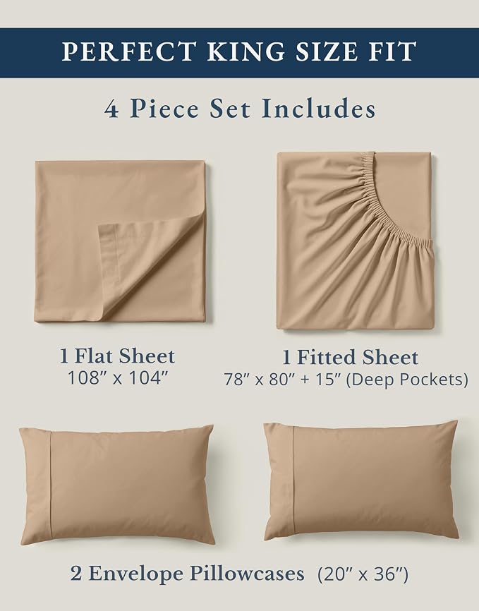LANE LINEN 100% Organic Cotton Sheets Set, Long- Staple Percale Weave Ultra - Image 4