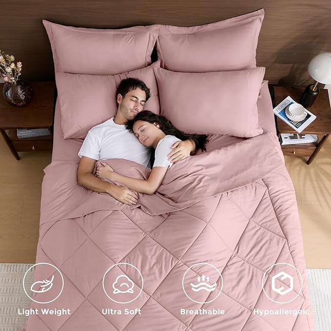 HEVUMYI Dusty Pink Twin Comforter Set - Image 2