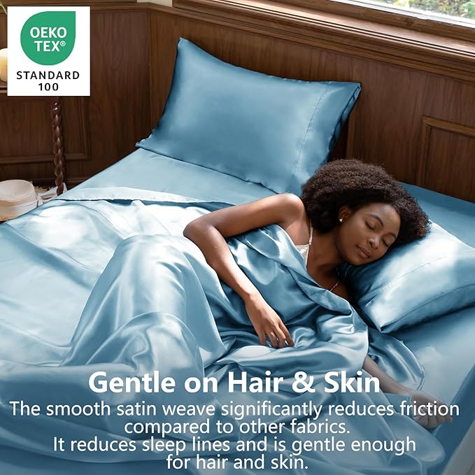 CozyLux Satin Sheets Queen Size Bed Set - Image 2