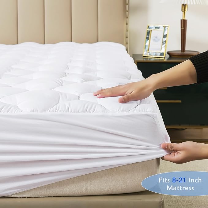 WhatsBedding Twin Mattress Pad, Fitted Twin Mattress Protector Soft - Image 5