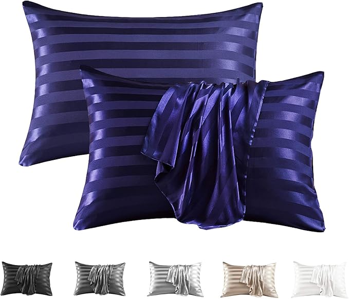 MR&HM Satin Pillowcase for Hair and Skin, Silk Satin Pillowcase 2 Pack by MRHM