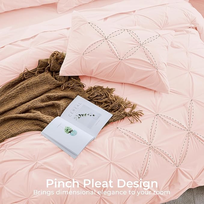 Sasttie Twin Comforter Set, 5-Piece Bed in a Bag, Pintuck Bedding Sets - Image 4