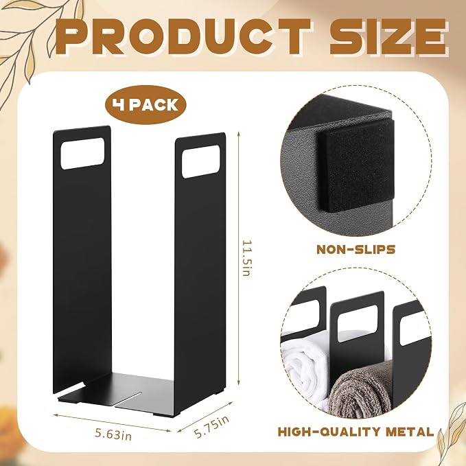 LEIFIDE Set of 4 Interlocking Towel Organizer Metal Bathroom Towel Storage Rack - Image 3