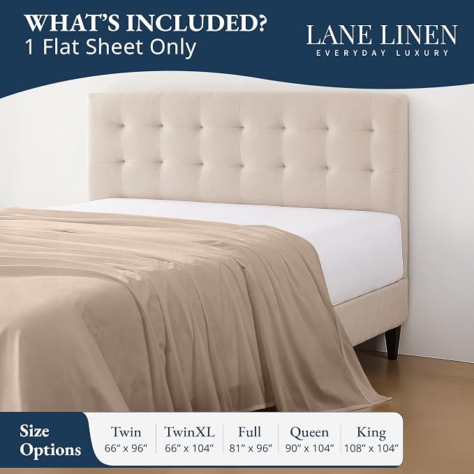 Lane Linen 100% Organic Cotton Queen Size Flat Sheet Only - Image 2