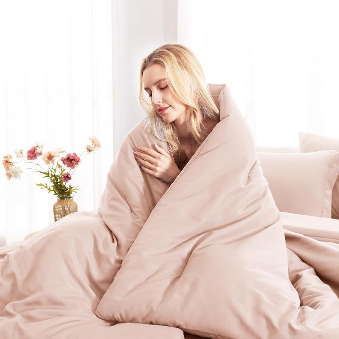 CozyLux King Size Comforter Set Blush Pink, 7 Pieces Bed in a Bag King - Image 9