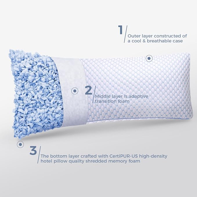 OSBED Cooling Adjustable Shredded Memory Foam Body Pillow - Image 4