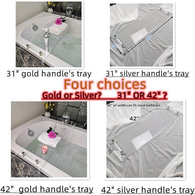 42" Gold Handle transaprent Bathtub Caddy - Image 5