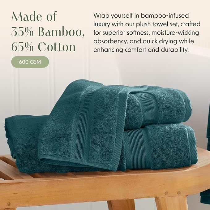 Springtree Home Luxury Viscose from Bamboo Bath Towel Set of 4 | 35% Viscose - Image 3