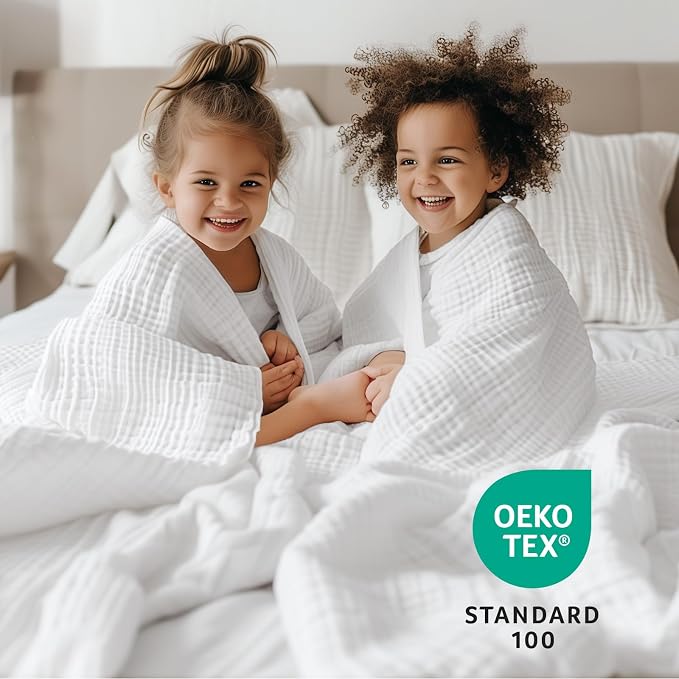 100% Cotton Muslin Blanket 40" x 40", Breathable and Lightweight Cotton Throw - Image 2