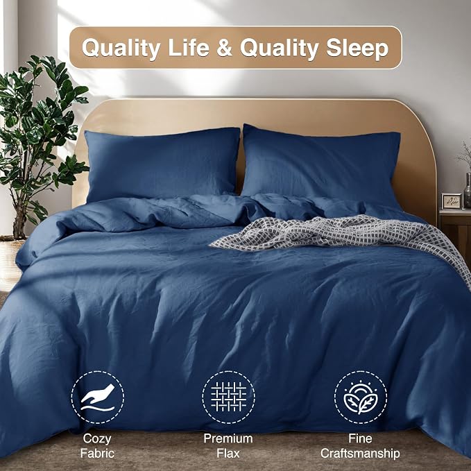 SONORO KATE 100% French Linen Duvet Cover Queen Size, Soft Breathable - Image 7