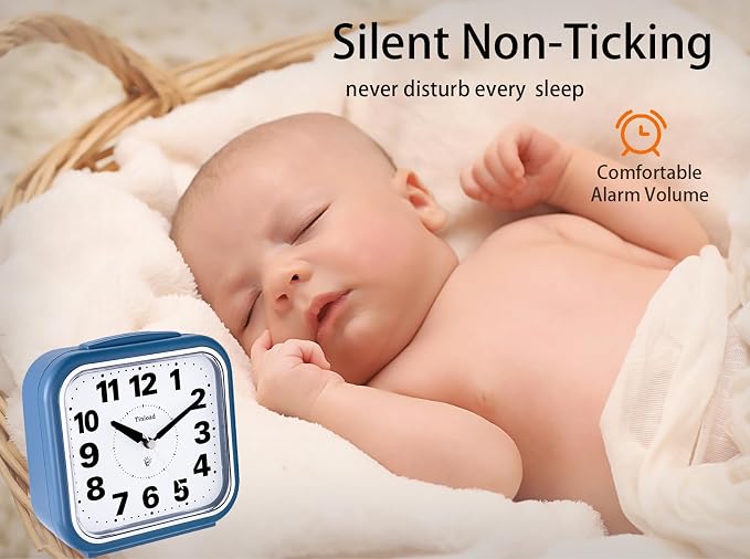 Tinload 5.5" Large No Ticking Analog Alarm Clock, Silent Readable - Image 3
