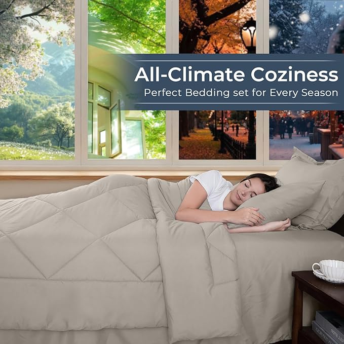 HEVUMYI Oatmeal Queen Comforter Set - Image 3