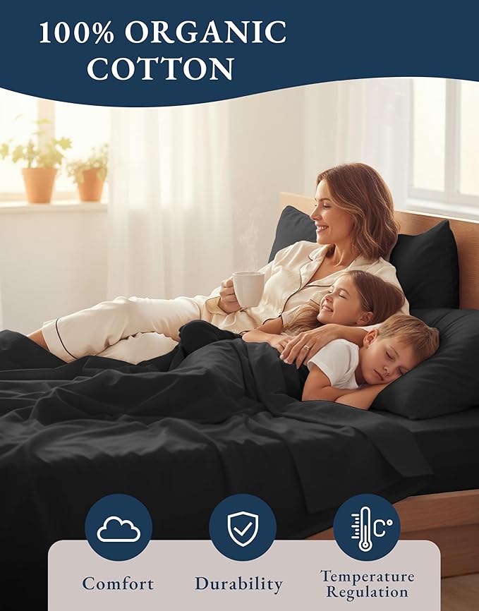 LANE LINEN 100% Organic Cotton Full Sheets Set, 4-Piece Pure Organic Cotton - Image 6