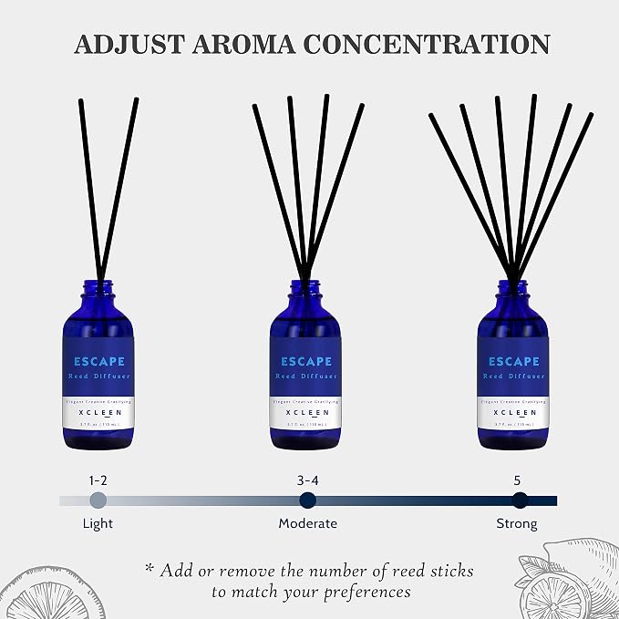 Xcleen Reed Diffusers Set, 3.7 Oz Scent Diffuser, 6 Reed Diffuser Sticks - Image 5